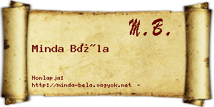 Minda Béla névjegykártya